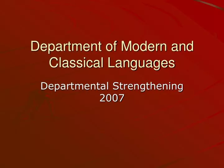 department of modern and classical languages