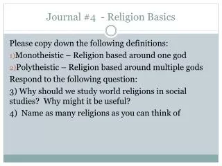Journal #4 - Religion Basics