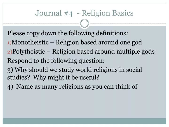 journal 4 religion basics