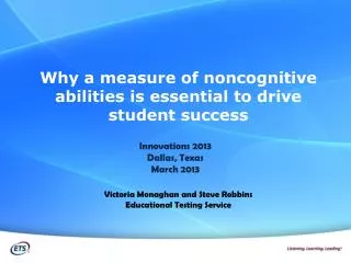 Why a measure of noncognitive abilities is essential to drive student success