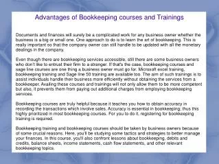 Advantages of Bookkeeping courses and Trainings