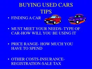 BUYING USED CARS TIPS