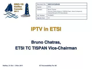 IPTV in ETSI