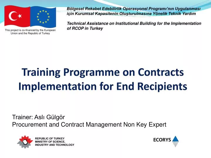 training programme on contracts implementation for end recipients