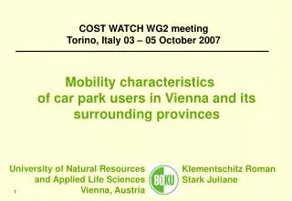 Mobility characteristics of car park users in Vienna and its surrounding provinces