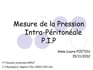 mesure de la pression intra p riton ale p i p