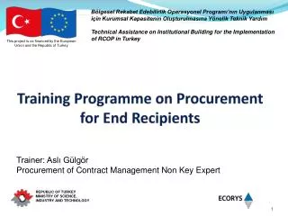 Training Programme on Procurement for End Recipients