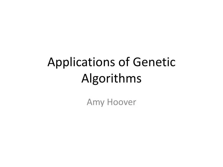 applications of genetic algorithms