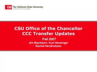 CCC to CSU - The Road to the Degree