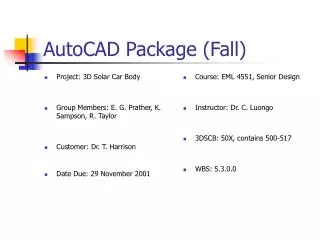 AutoCAD Package (Fall)