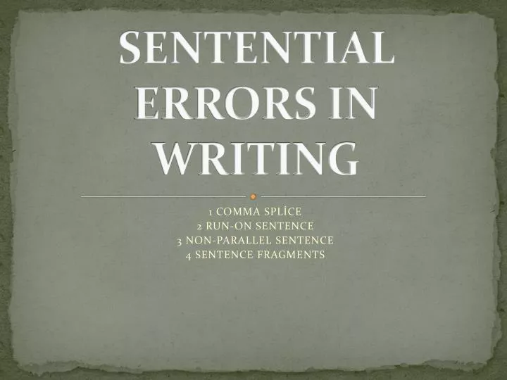 sentential errors in writing