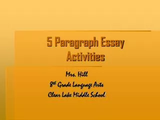 5 Paragraph Essay Activities