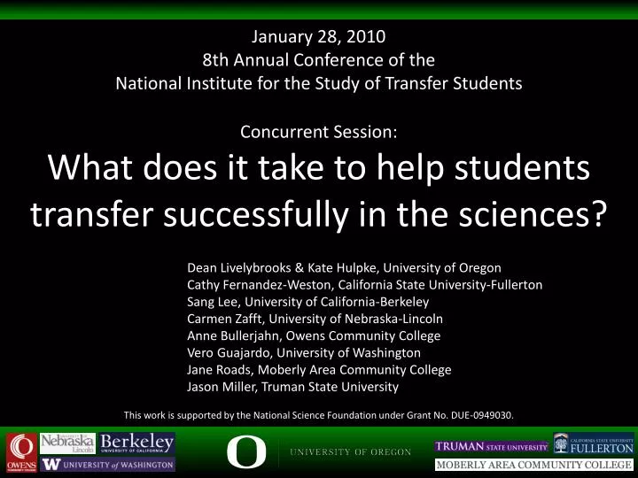 concurrent session what does it take to help students transfer successfully in the sciences