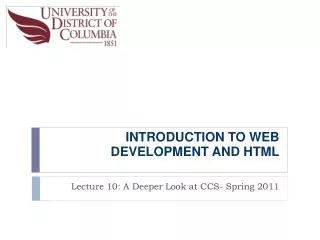 INTRODUCTION TO WEB DEVELOPMENT AND HTML