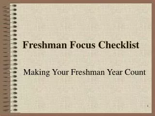 Freshman Focus Checklist