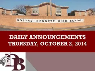DAILY ANNOUNCEMENTS thursday , october 2, 2014