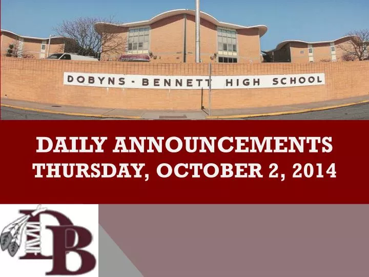 daily announcements thursday october 2 2014