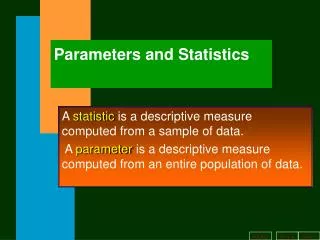 Parameters and Statistics