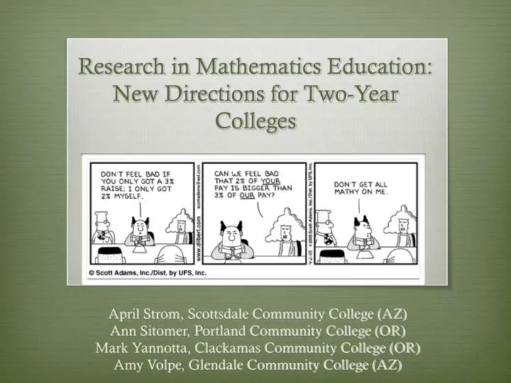 research in mathematics education new directions for two year colleges