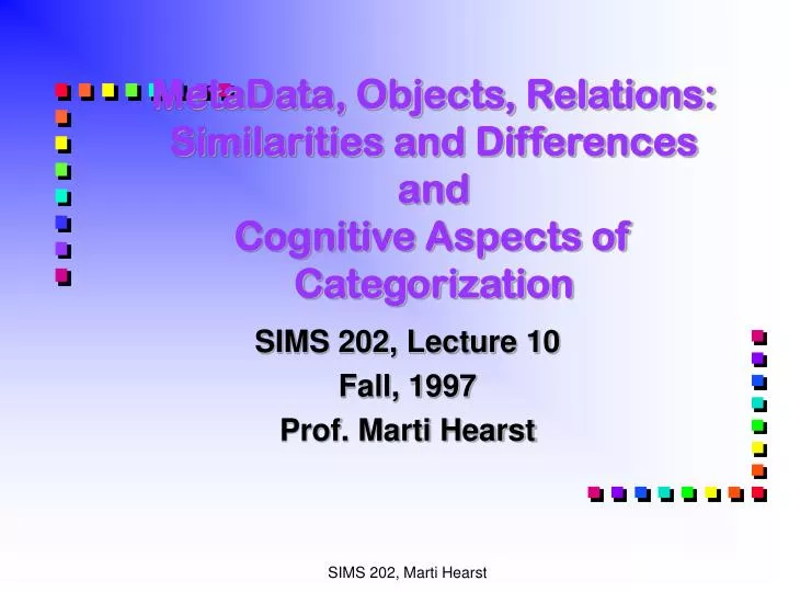metadata objects relations similarities and differences and cognitive aspects of categorization
