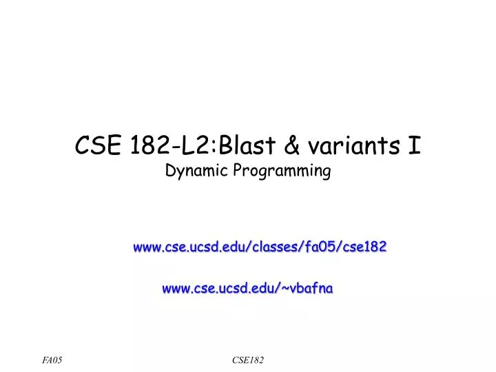 cse 182 l2 blast variants i dynamic programming