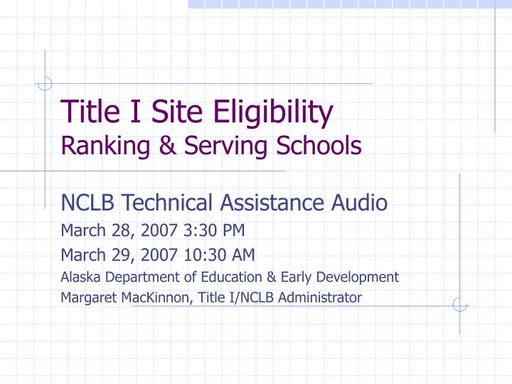 title i site eligibility ranking serving schools