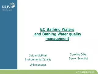 EC Bathing Waters and Bathing Water quality management