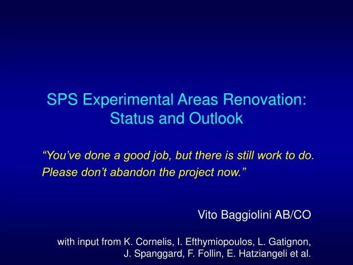 sps experimental areas renovation status and outlook