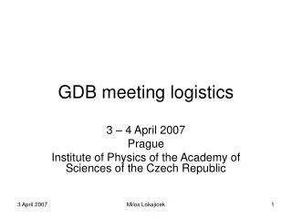 GDB meeting logistics
