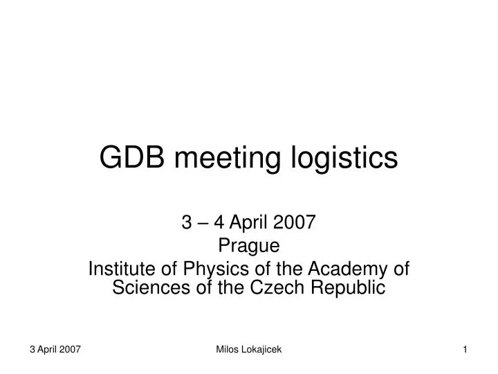 gdb meeting logistics