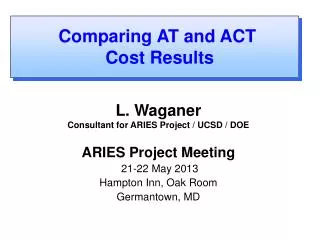 L. Waganer Consultant for ARIES Project / UCSD / DOE ARIES Project Meeting 21-22 May 2013