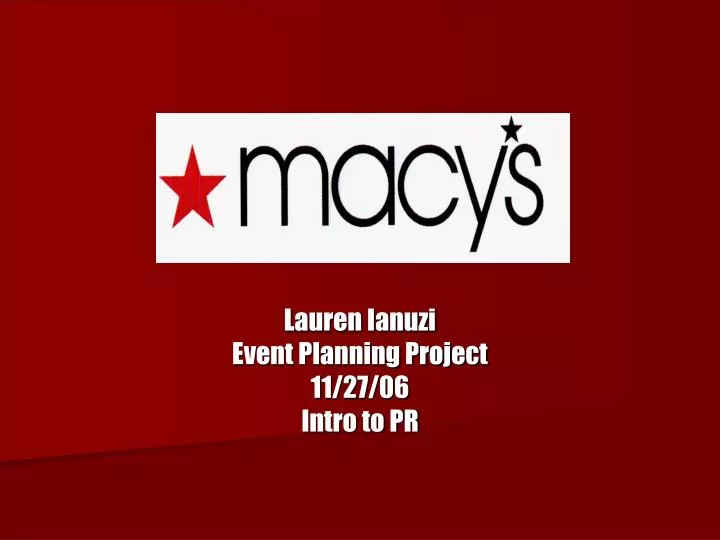 lauren ianuzi event planning project 11 27 06 intro to pr