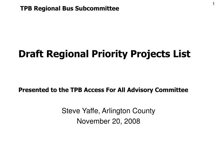 draft regional priority projects list
