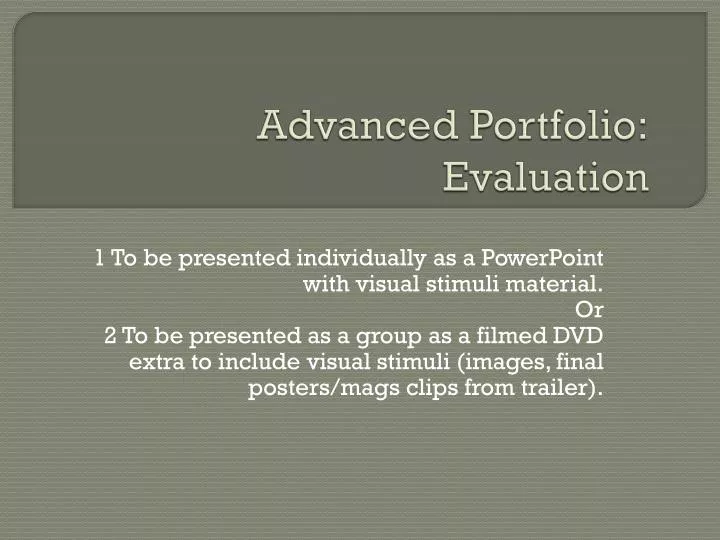 advanced portfolio evaluation