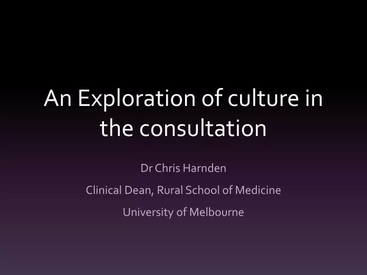 an exploration of culture in the consultation