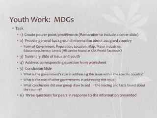 Youth Work: MDGs