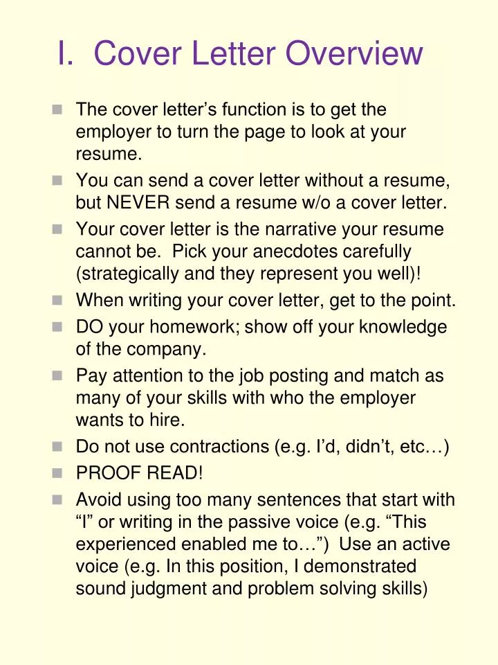 i cover letter overview