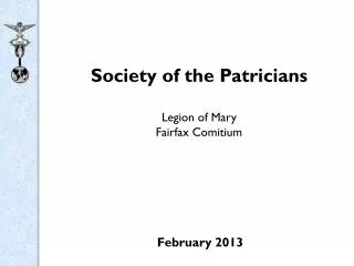 Society of the Patricians Legion of Mary Fairfax Comitium