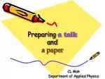 Preparing a talk and a paper - slide 1