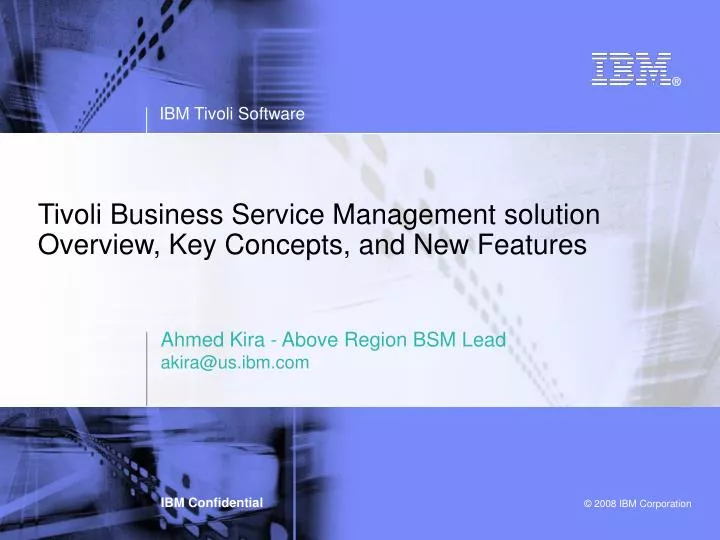 tivoli business service management solution overview key concepts and new features