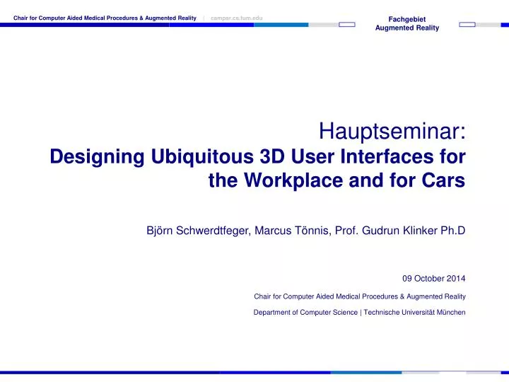 hauptseminar designing ubiquitous 3d user interfaces for the workplace and for cars