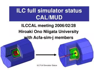 ILC full simulator status CAL/MUD