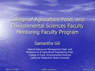 College of Agriculture Food, and Environmental Sciences Faculty Mentoring Faculty Program