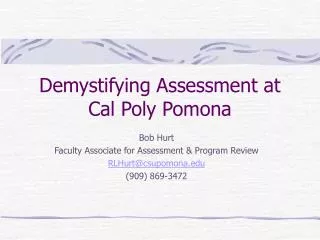 Demystifying Assessment at Cal Poly Pomona