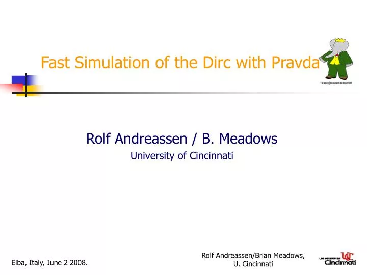 fast simulation of the dirc with pravda