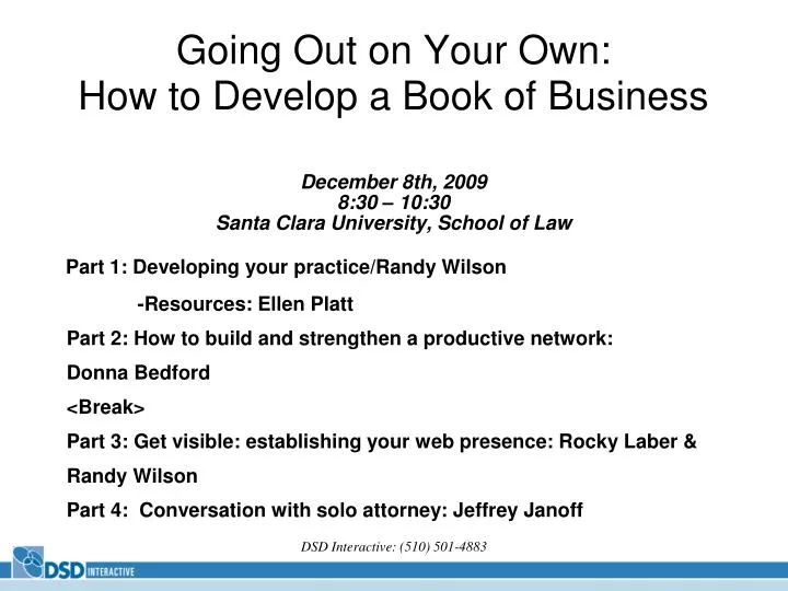 going out on your own how to develop a book of business