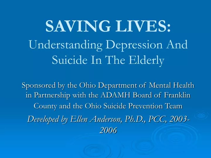 saving lives understanding depression and suicide in the elderly