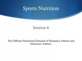 Sports Nutrition