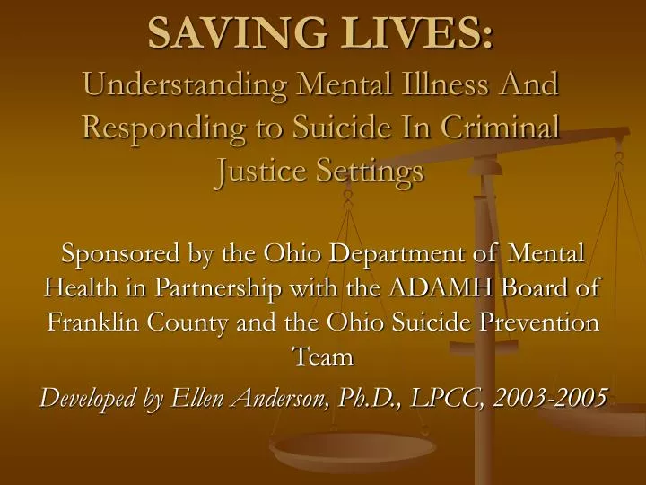 saving lives understanding mental illness and responding to suicide in criminal justice settings