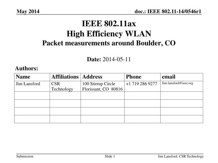 ieee 802 11ax high efficiency wlan packet measurements around boulder co